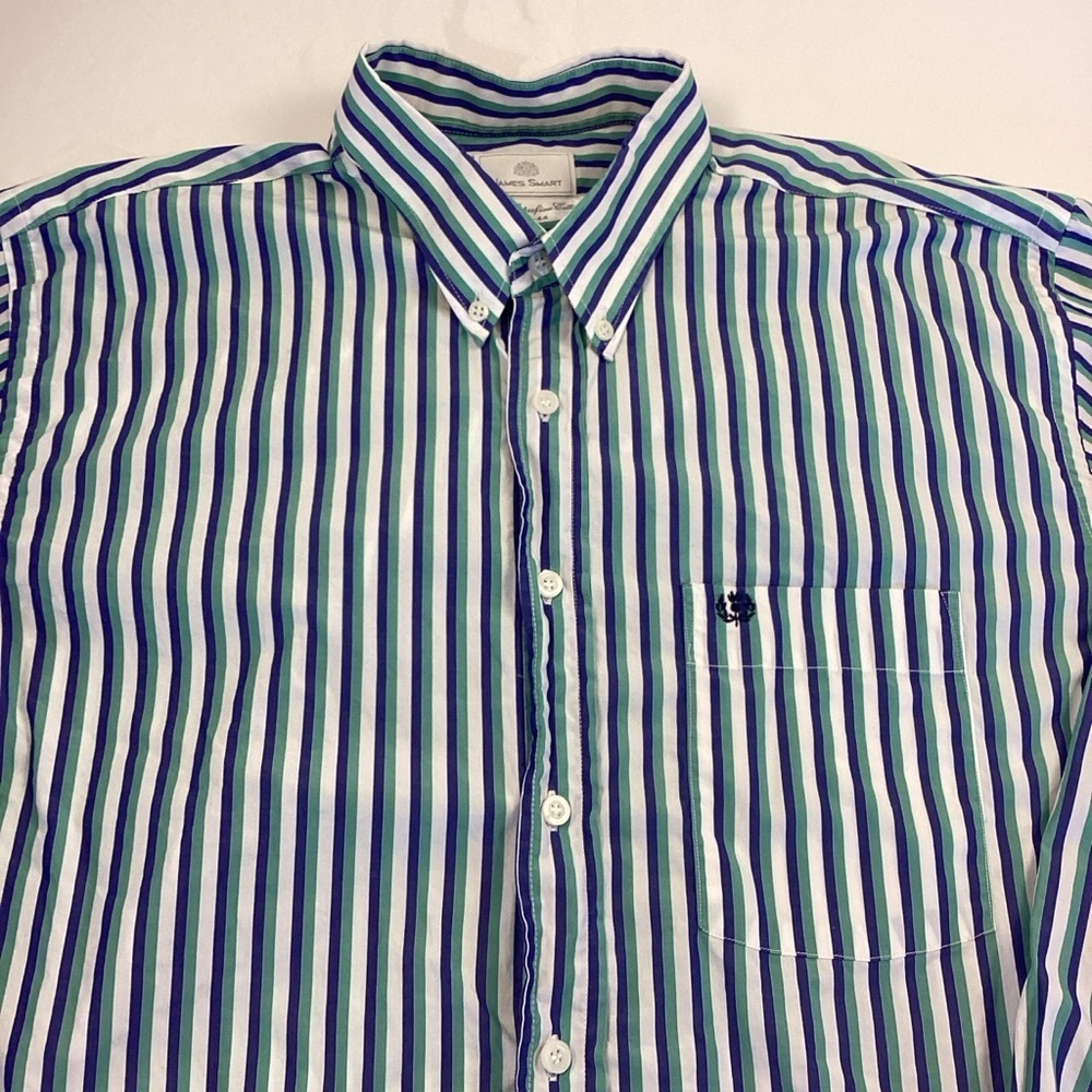 Classic Striped Blue and Green Men's Shirt